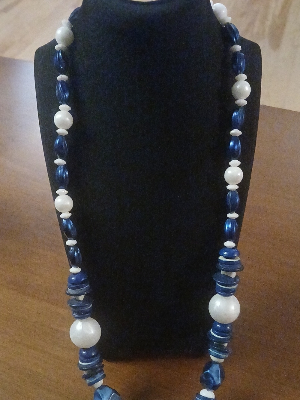 Vintage Blue and White Pearl Bead 20" Necklace